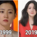 Young-looking Korean woman showing her flawless skin contrast between 1999 and 2019
