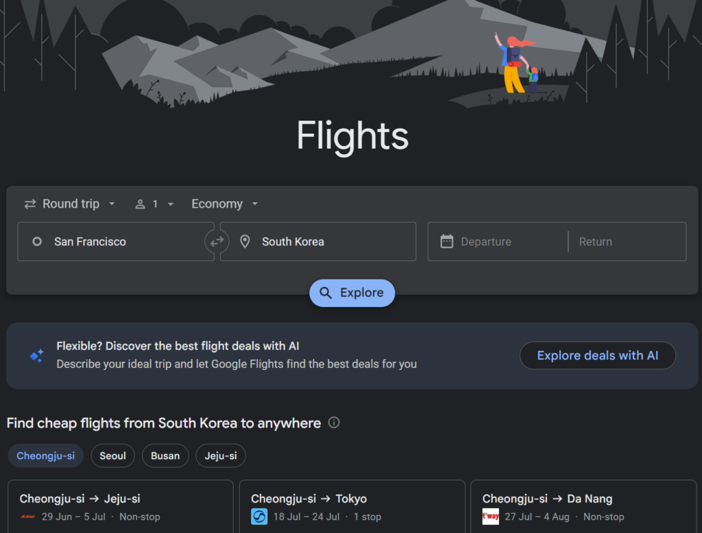 Find cheap flights from here