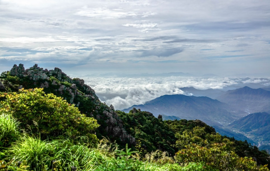 Panoramic view of Jirisan's mountain ridges seen from Cheonwangbong Summit
